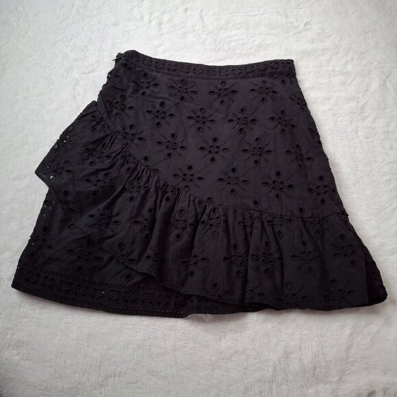 Express Embroidered Eyelet Skirt Sz 6 Mini 100% Cotton Ruffle Cottagecore Boho - Picture 10 of 15